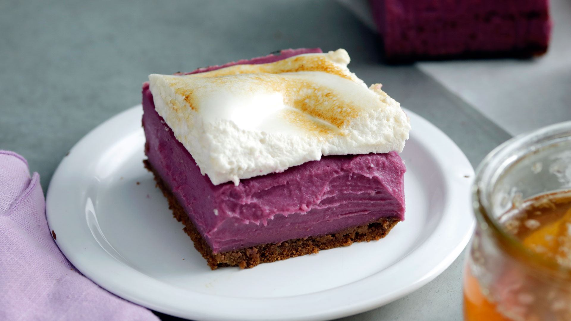 Purple Sweet Potato Bars with Homemade Marshmallows ~ Recipe
