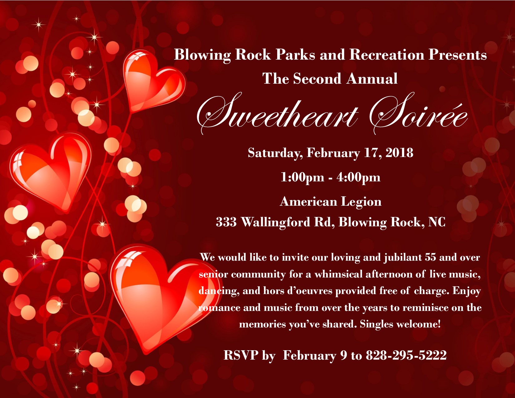 Sweetheart Soiree Senior Valentine's Dance | Town of Blowing Rock