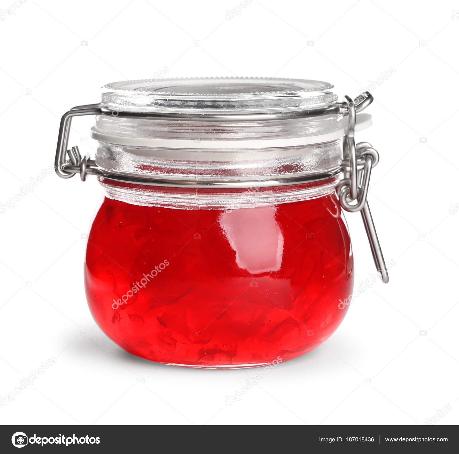 Jar with sweet jam on white background — Stock Photo © belchonock ...