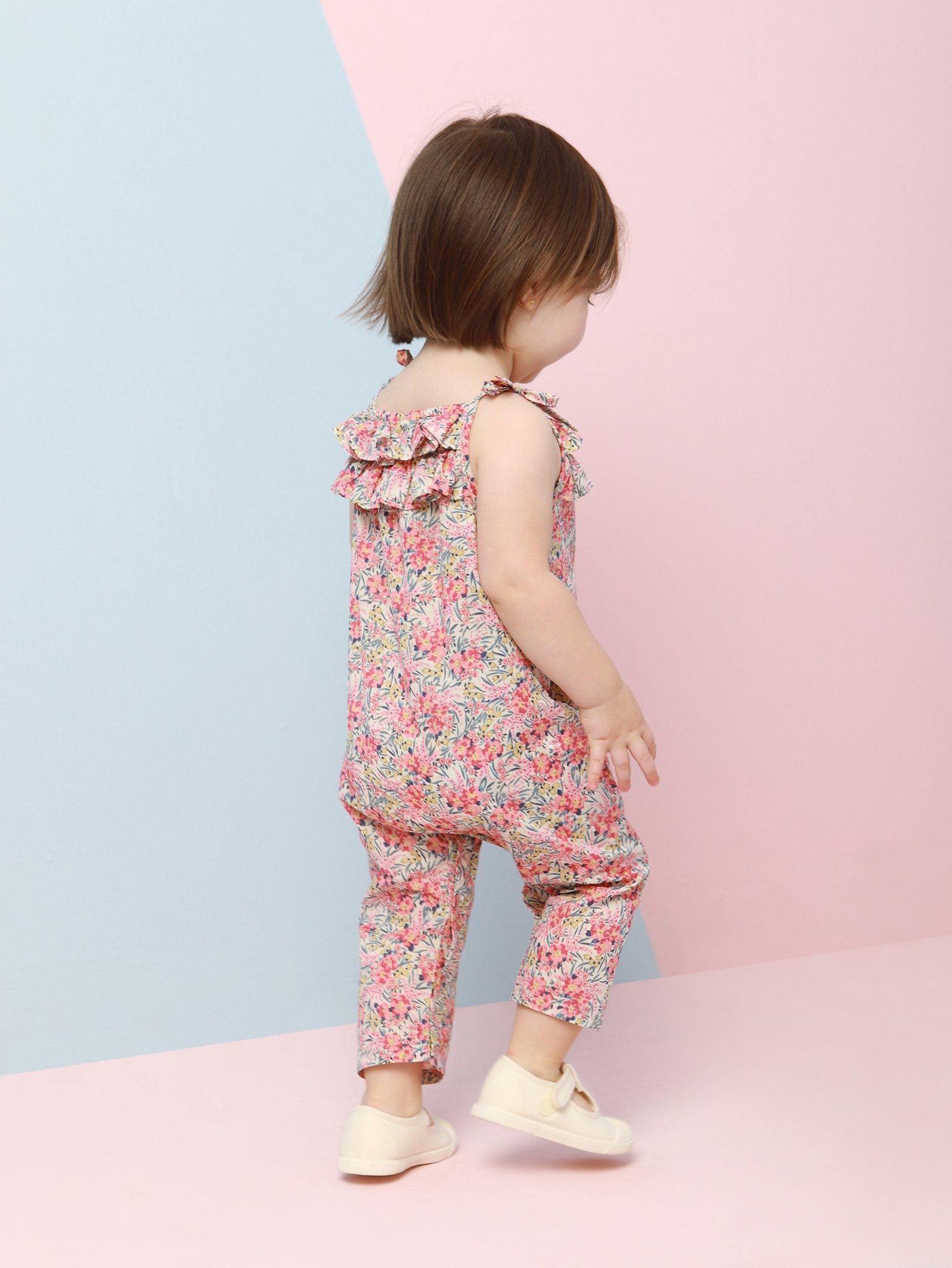 Baby Girl Liberty Pink Swirling Petals Ruffled Jumpsuit – childrenchic