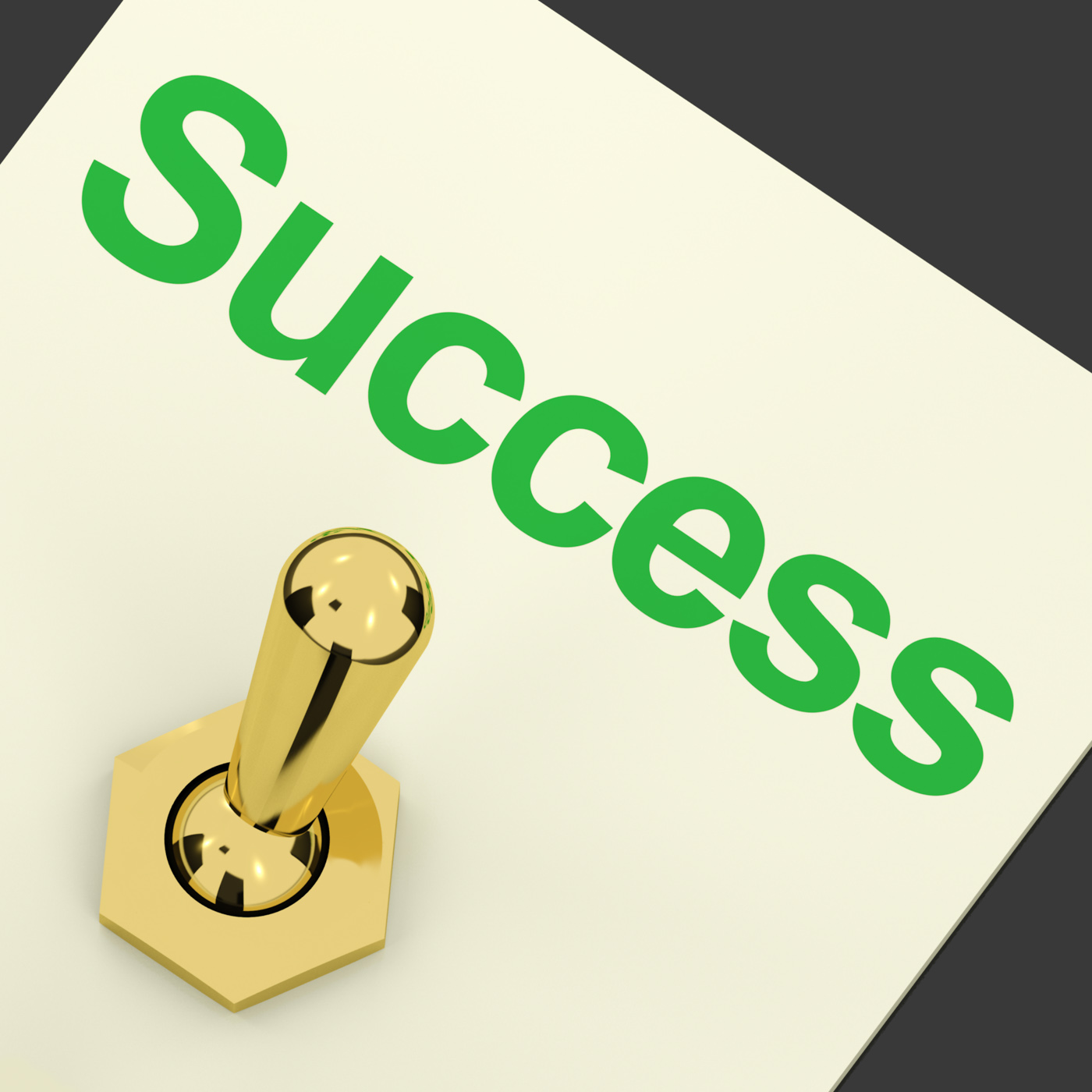 Switch with success text as symbol of winning and victory photo