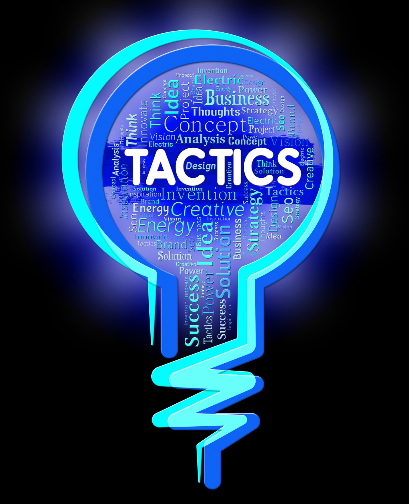 Tactics lightbulb represents strategy schemes and approach photo