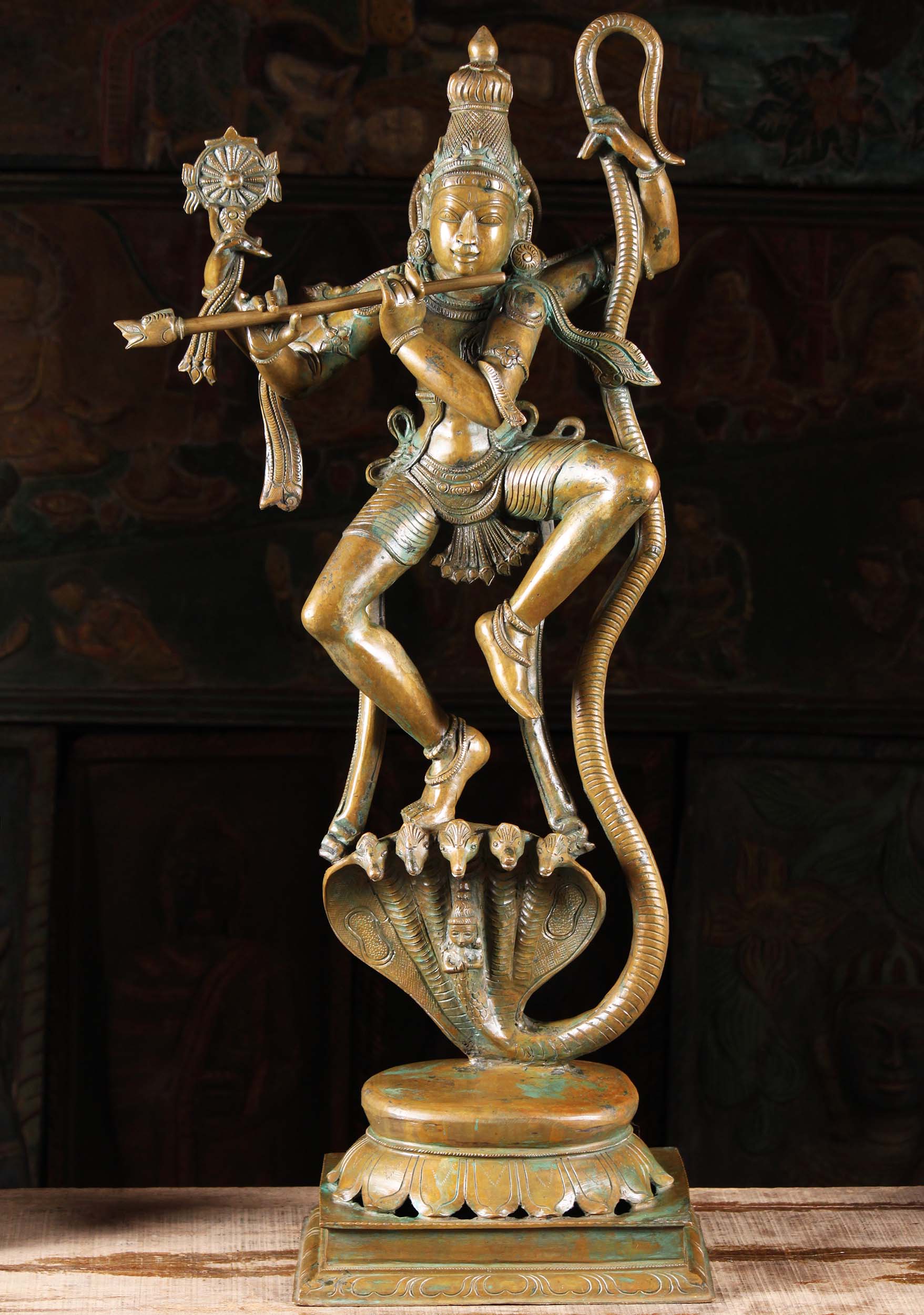 Bronze Krishna Dancing on Kaliya Statue 36