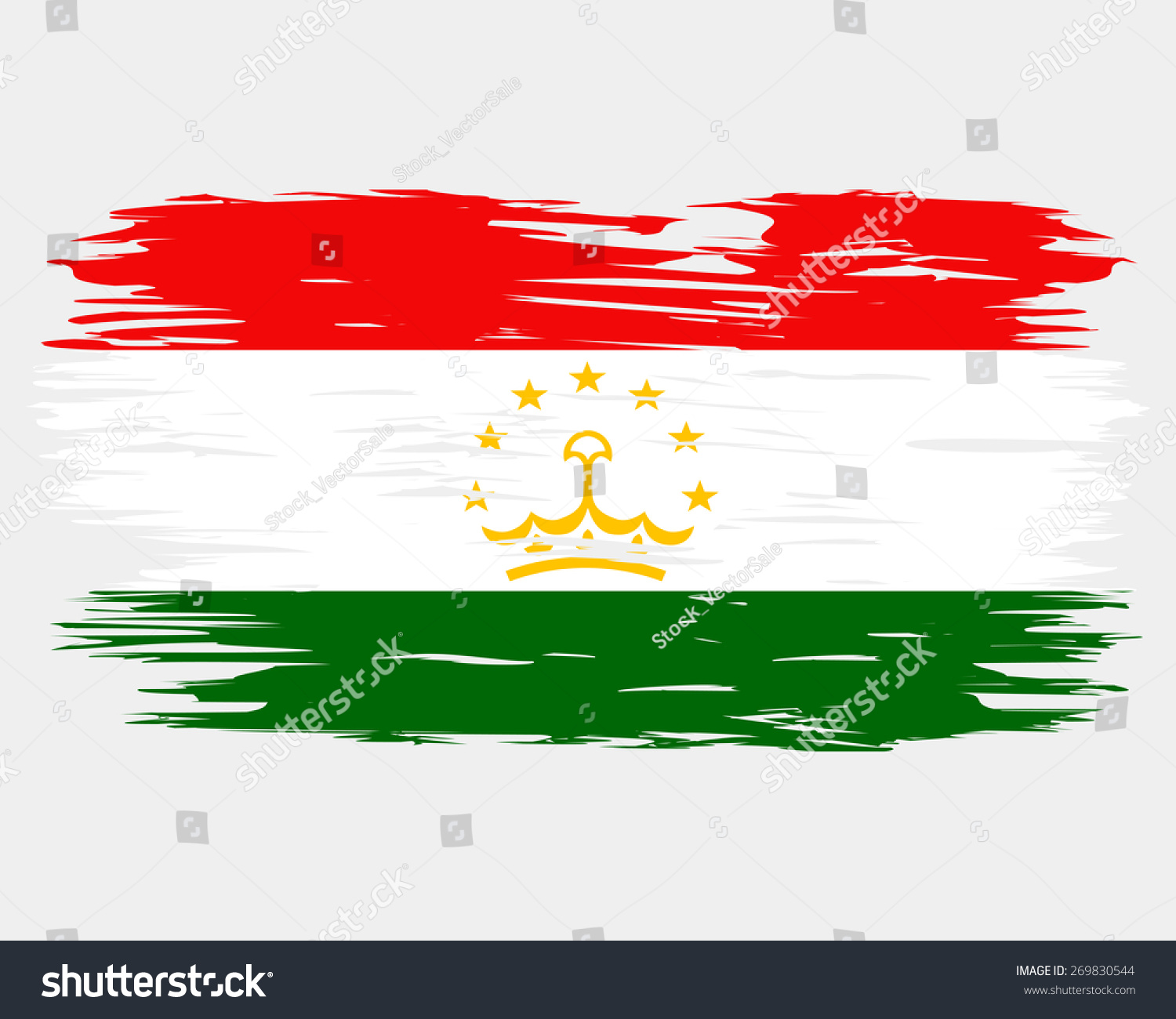 Flag Tajikistan Painted Brush Colored Inks Stock Vector 269830544 ...