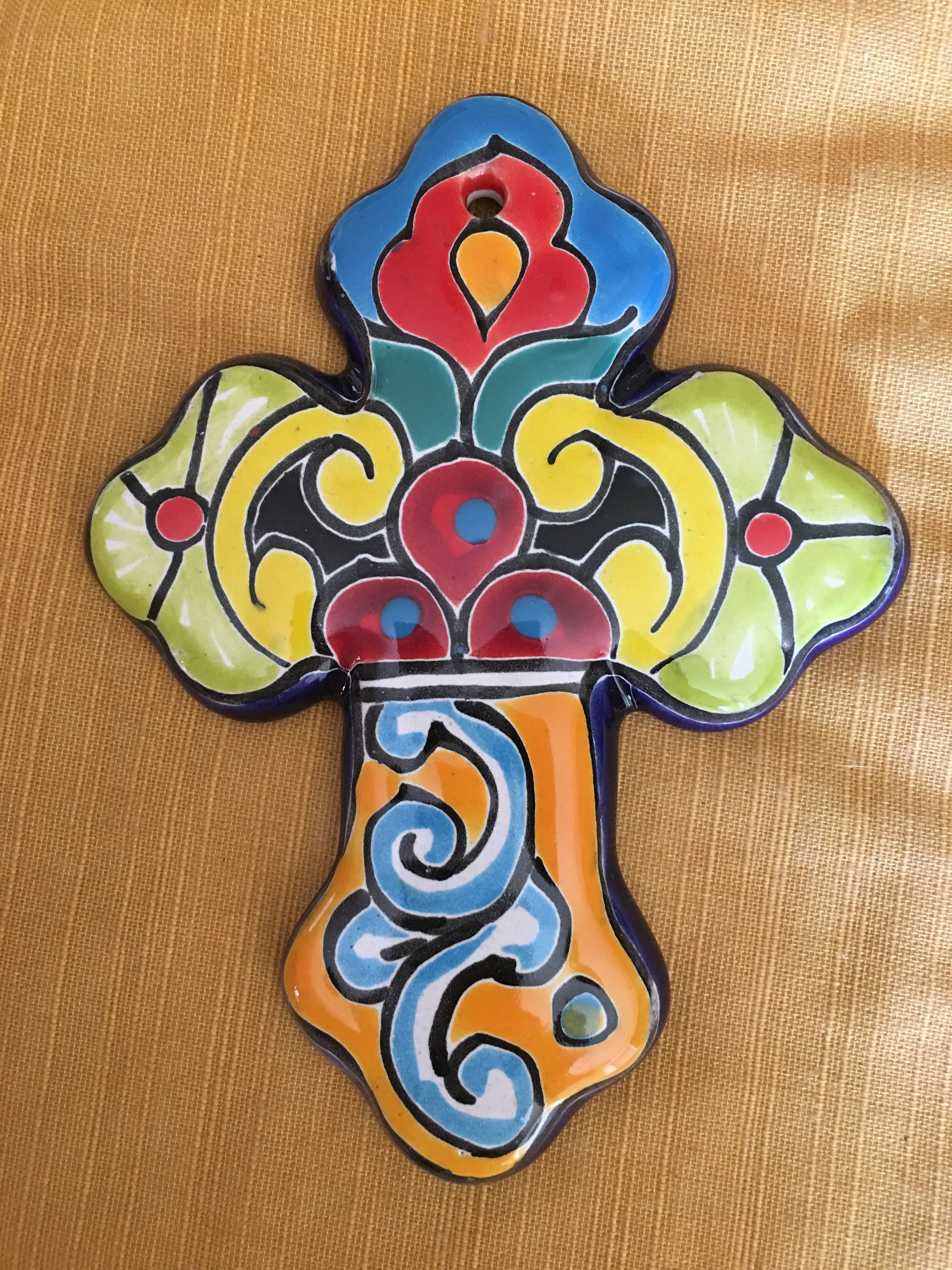 Talavera cross/ talavera wall cross/ decorative cross/ hand painted ...