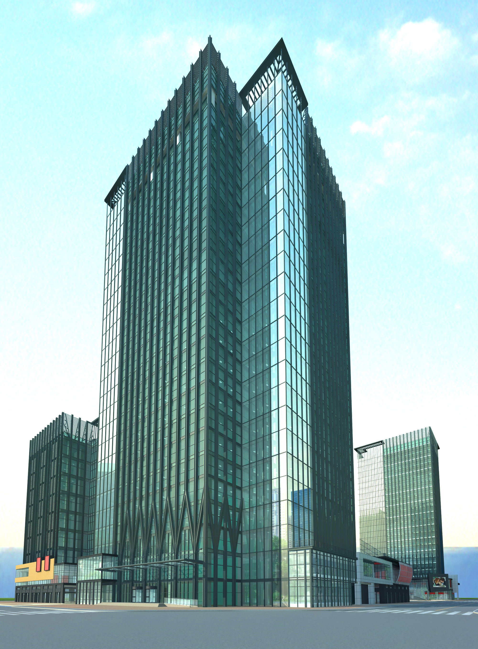 Tall Glass Building for Businesses 3D | CGTrader
