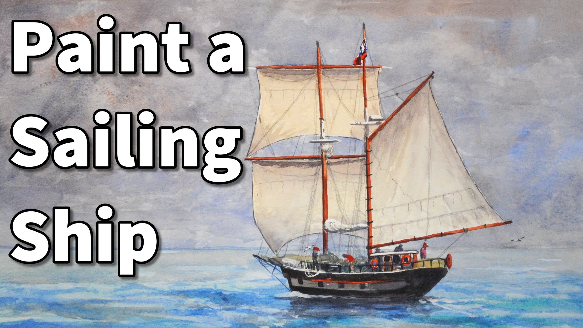 how to paint a sailboat in watercolor sailing ship time lapse ...