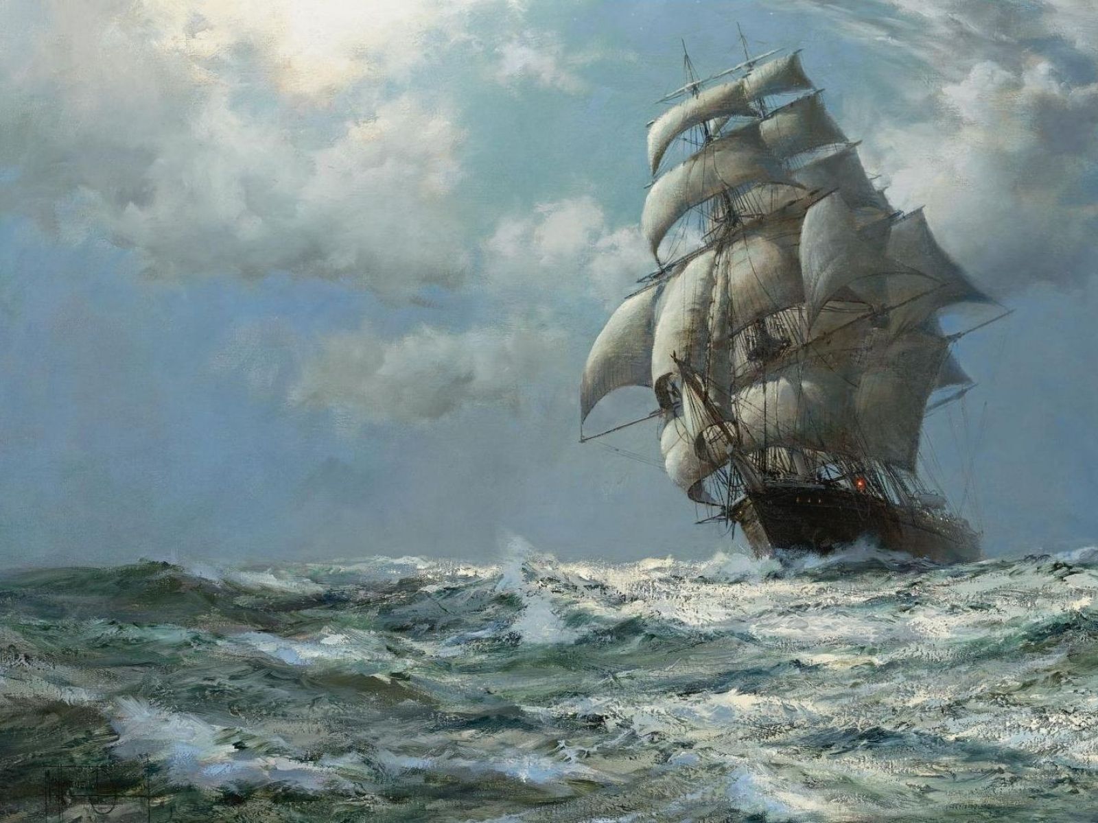 free photo: tall ship painting - adventure, transport