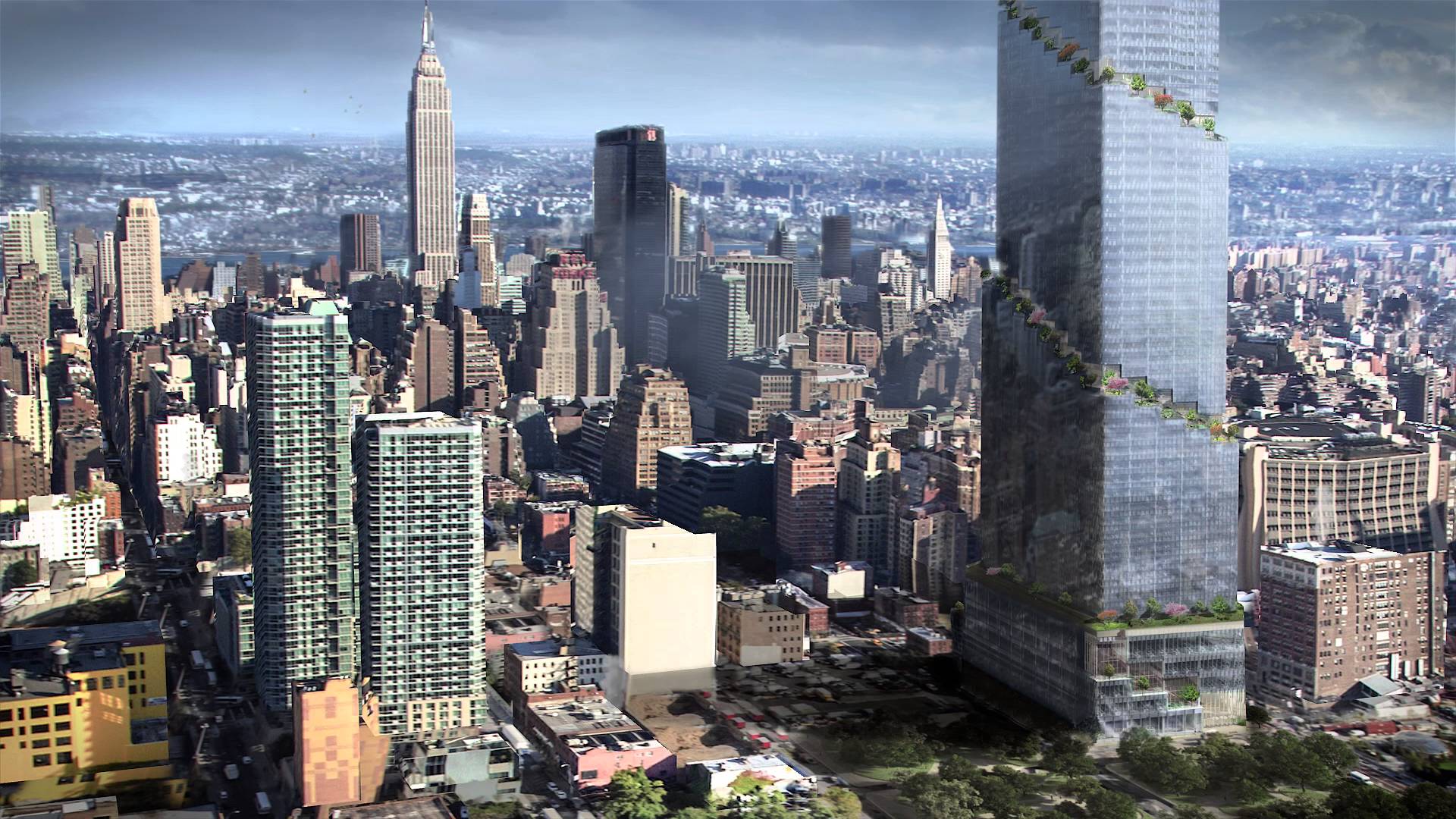 BIG unveils 300m-tall New York skyscraper - YouTube