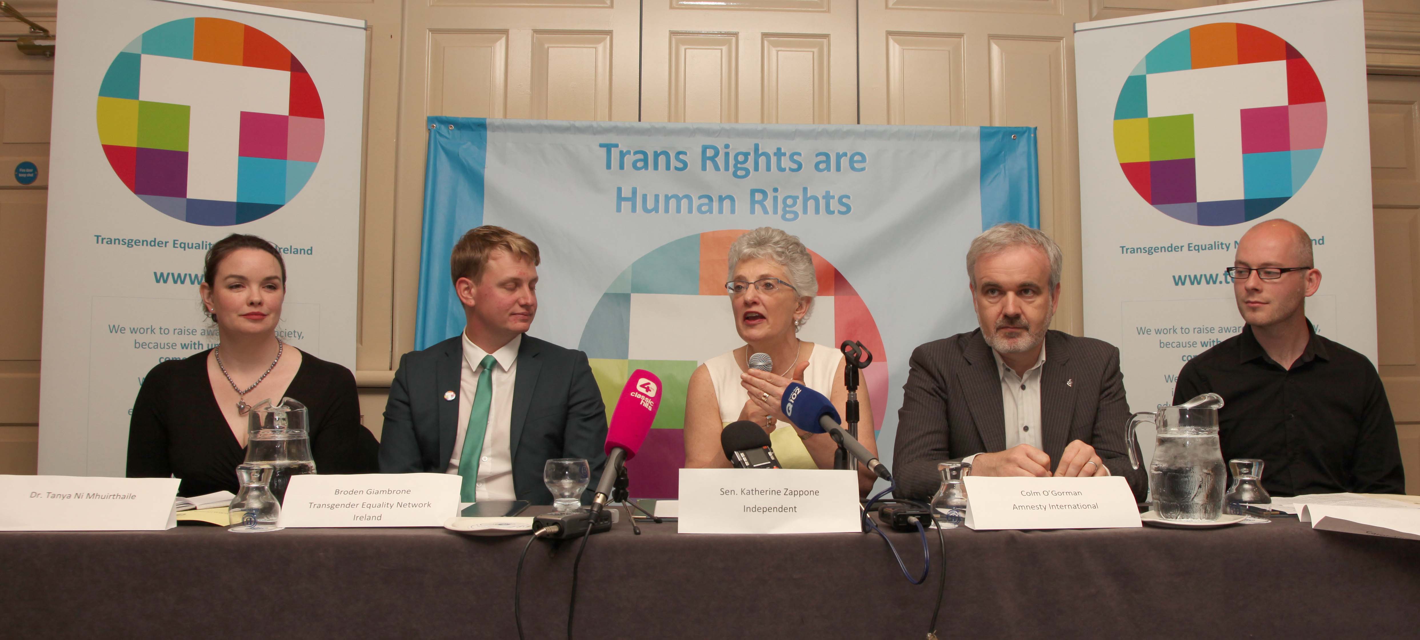 Tanya ni mhuirthile, broden giambrone, senator katherine zappone, colm o'gorman and john duffy at the launch of the gender recognition bill 2013 photo