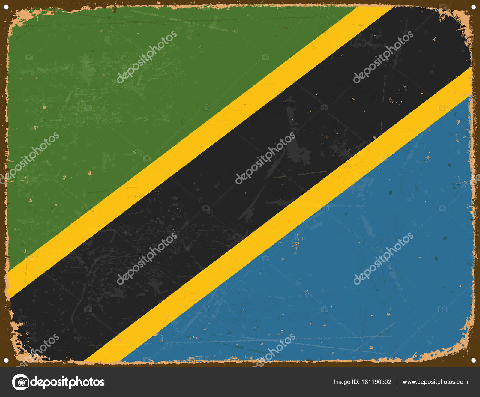 Vintage Metal Sign - Tanzania Flag - Vector EPS10 — Stock Vector ...