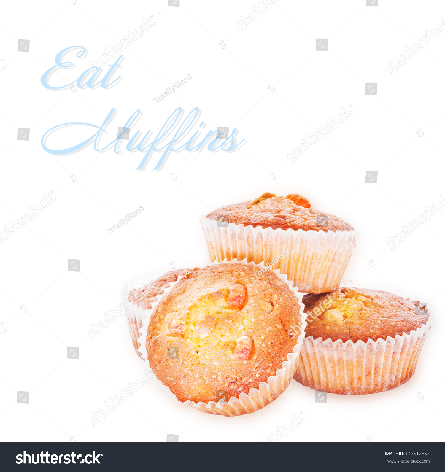 Tasty Muffin Cakes Background On White Stock Photo 147512657 ...