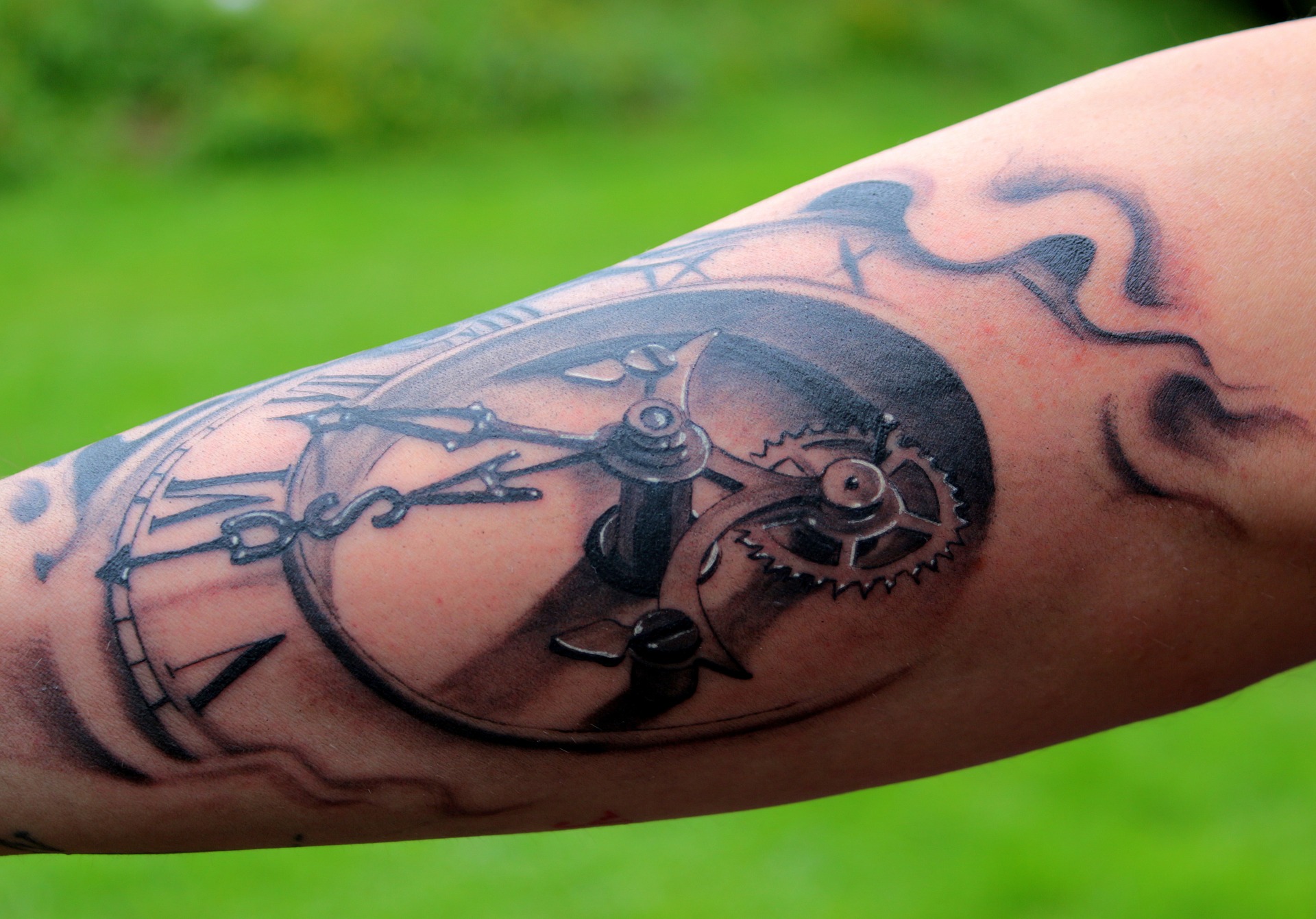 2. Realistic Black Male Forearm Sleeve Tattoo - wide 2