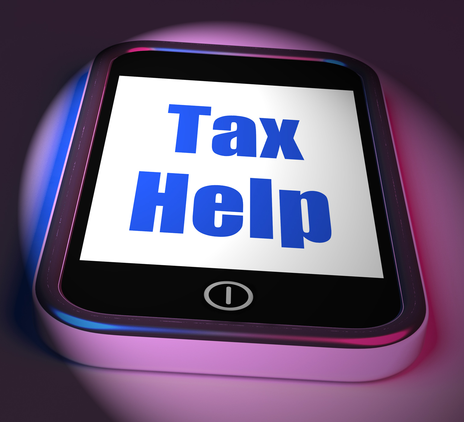 Tax help on phone displays taxation advice online photo
