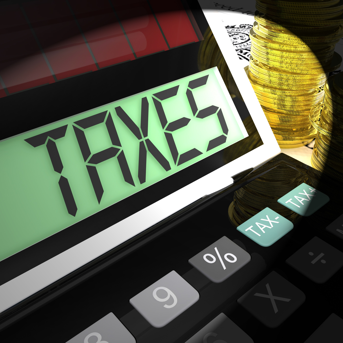 Taxes calculated shows income and business taxation photo