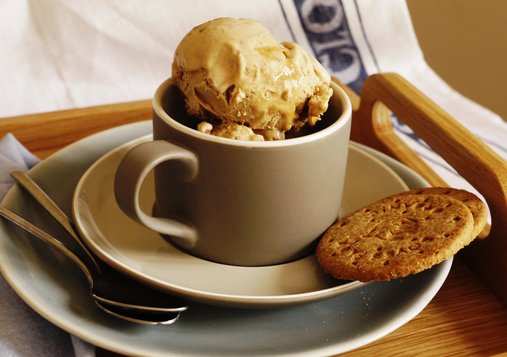 Tea & Biscuit Ice Cream with a Salty Caramel Swirl - thelittleloaf