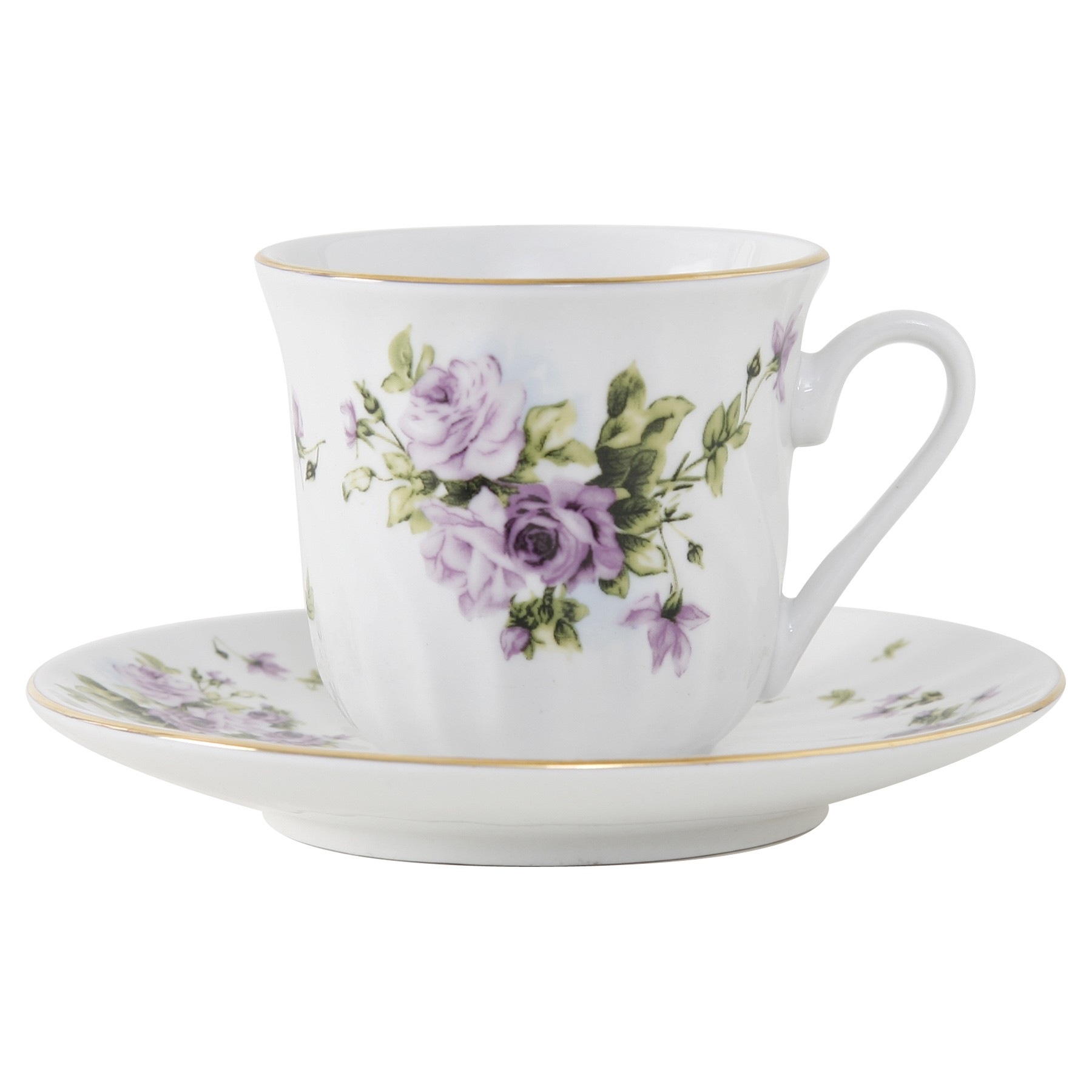 Lucinda Porcelain Teacup and Saucer - Set of 6