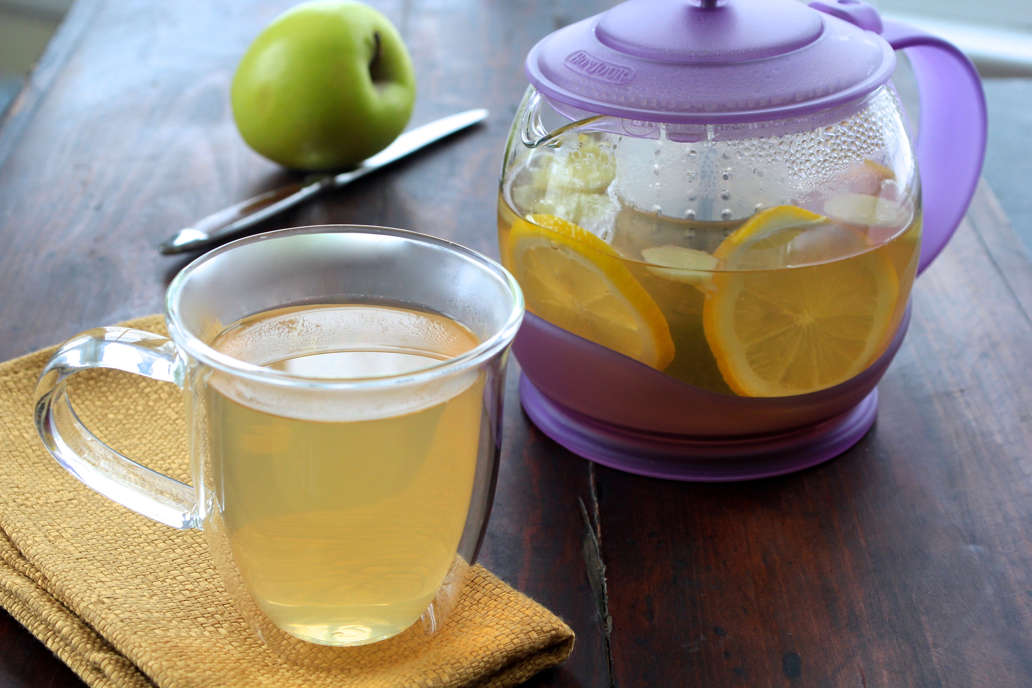 Fresh Ginger and Lemon Infused Green Tea with Honey - Pots and Pans