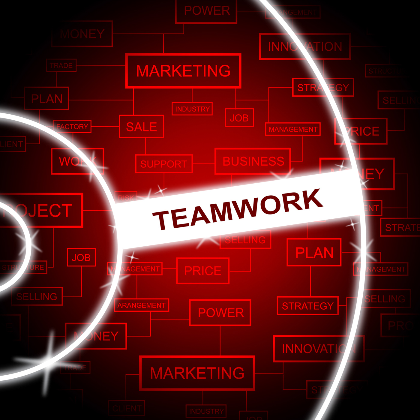Teamwork word means cooperation networking and together photo