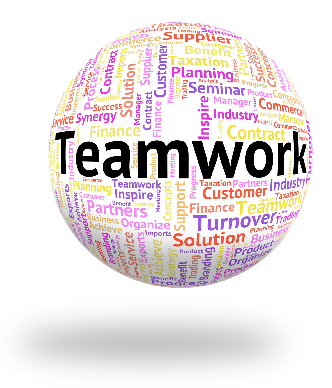 Teamwork word represents wordcloud unity and together photo