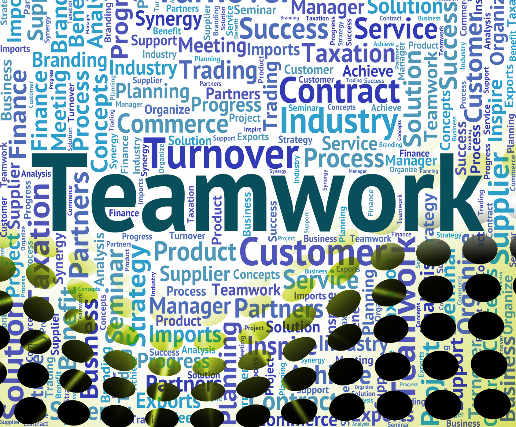 Teamwork word shows organized networking and text photo