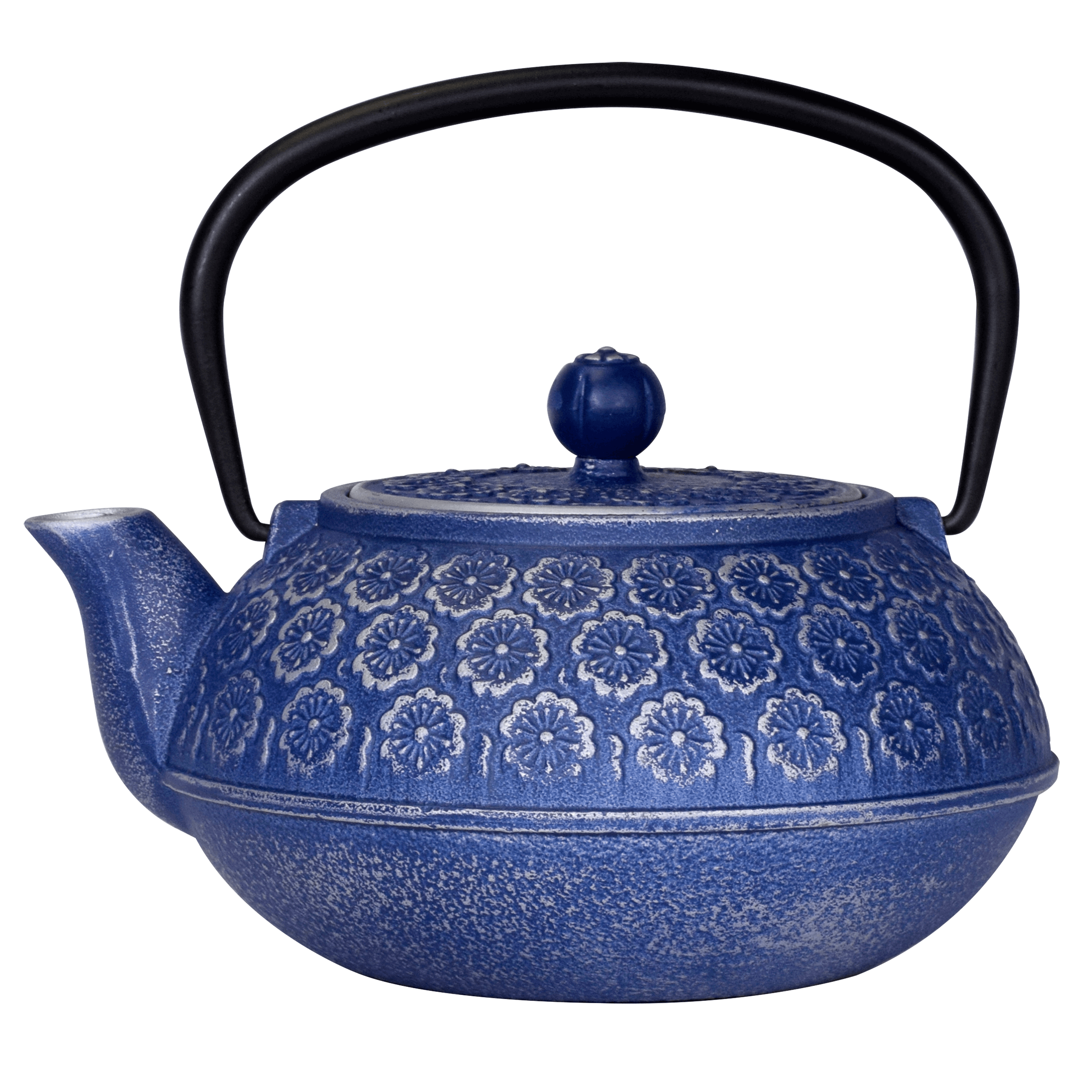 Blue Floral 34 oz. Cast Iron Teapot - Loose Tea Infuser - Primula