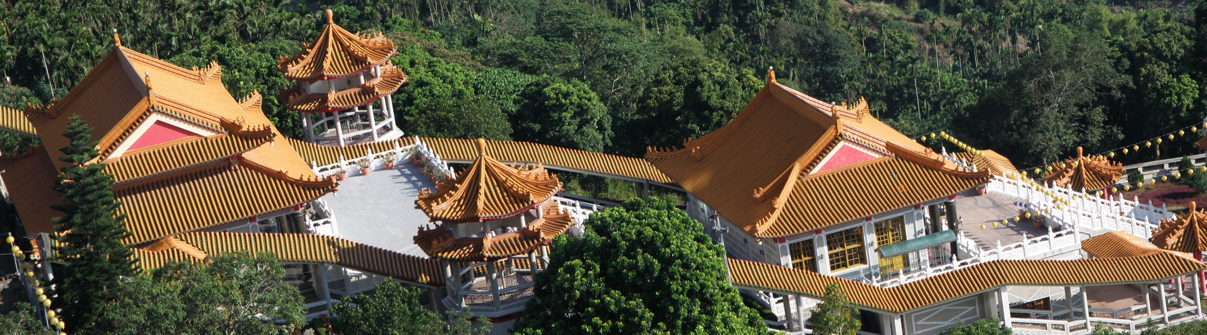 Temple in panorama, Building, Forest, Green, Orange, HQ Photo