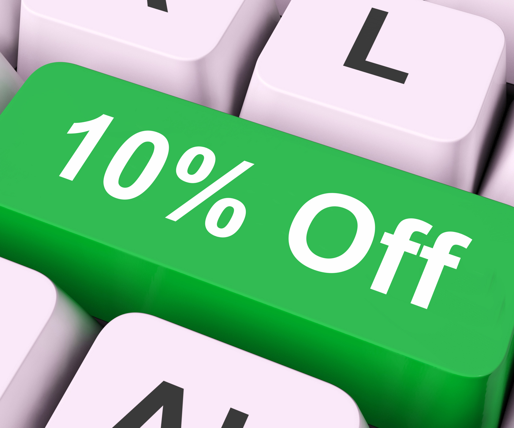 Ten percent off key means discount or sale photo