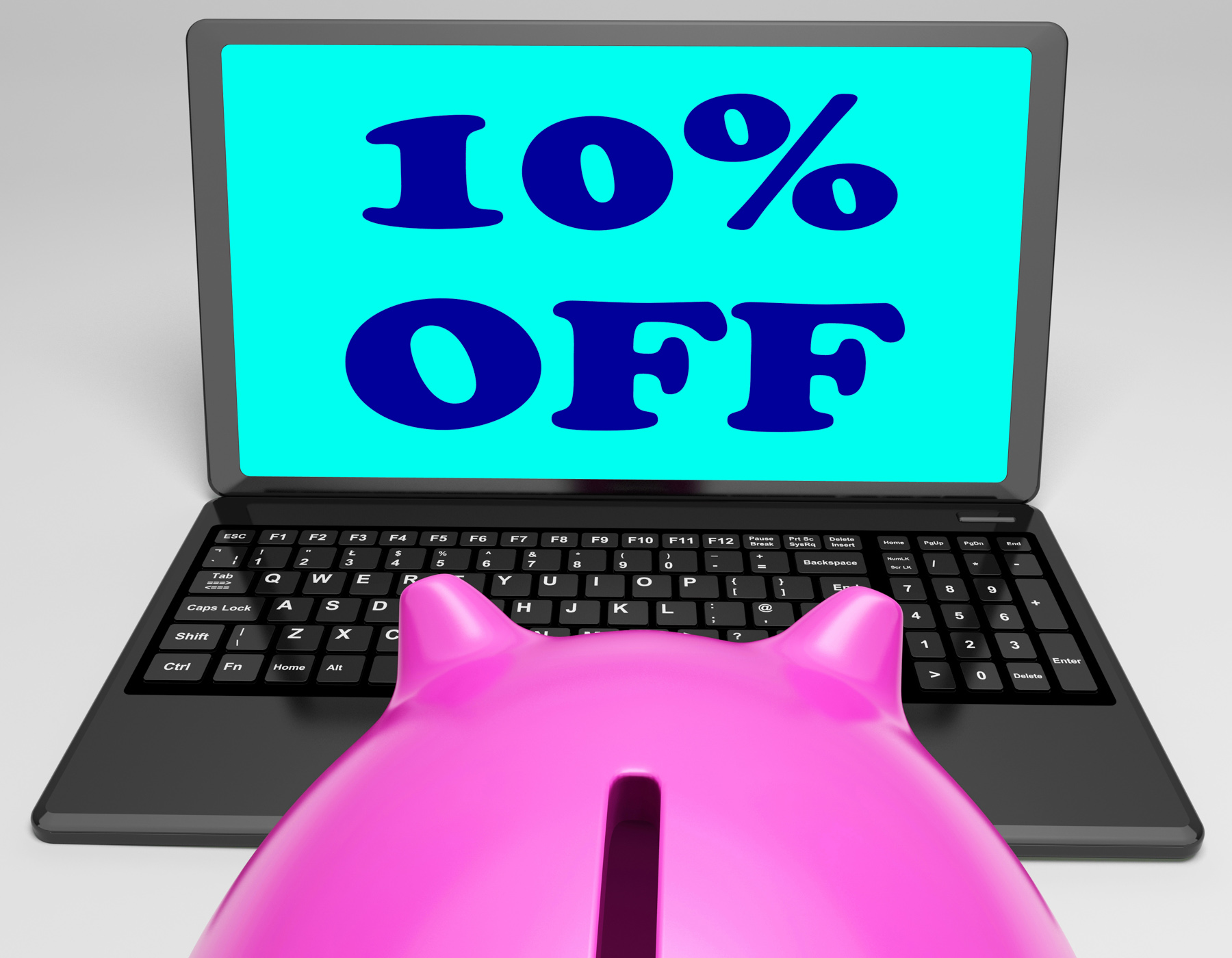 Ten percent off laptop shows 10 savings on web photo