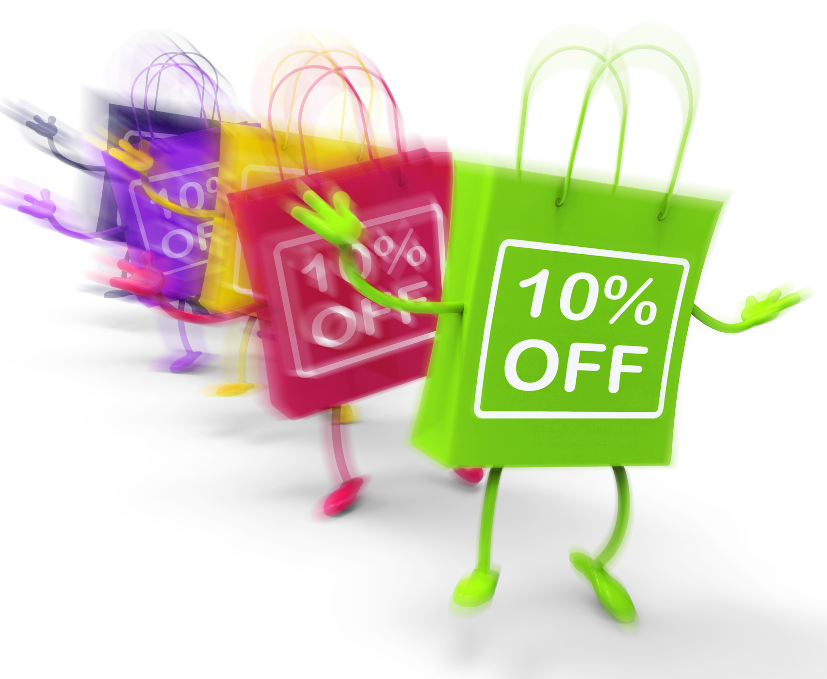 Ten Percent Off On Colored Bags Show Bargains, 10off, Promo, Sign, Savings, HQ Photo