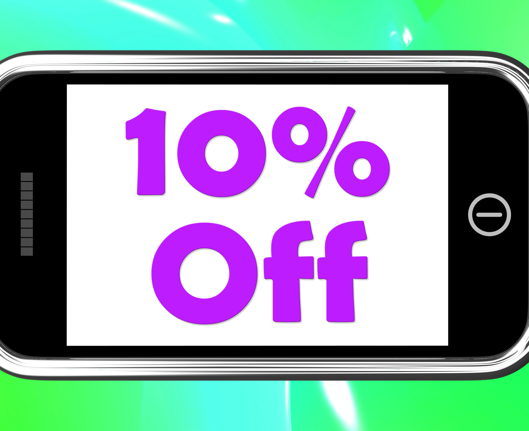Ten percent phone shows sale discount or 10 off photo