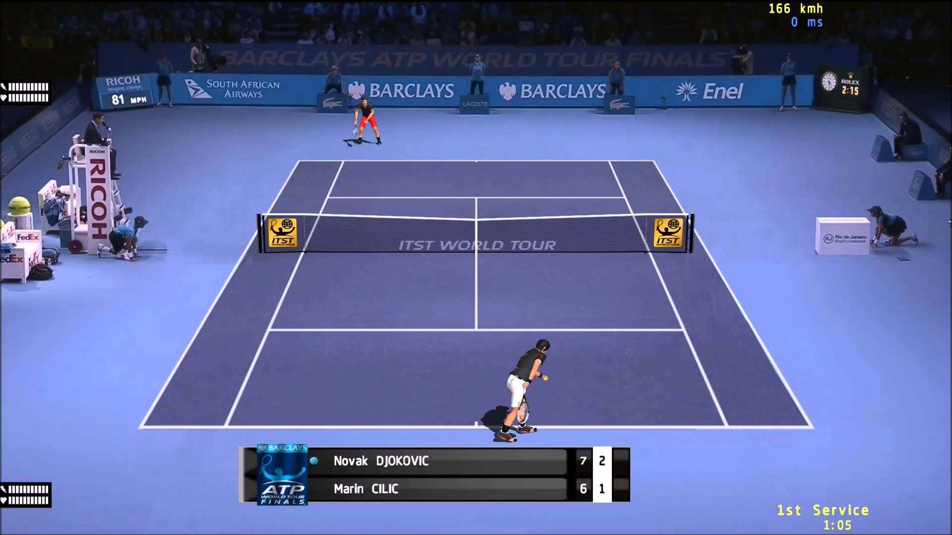 Tennis Video Game Simulation Novak Djokovic VS. Marin Cilic World ...