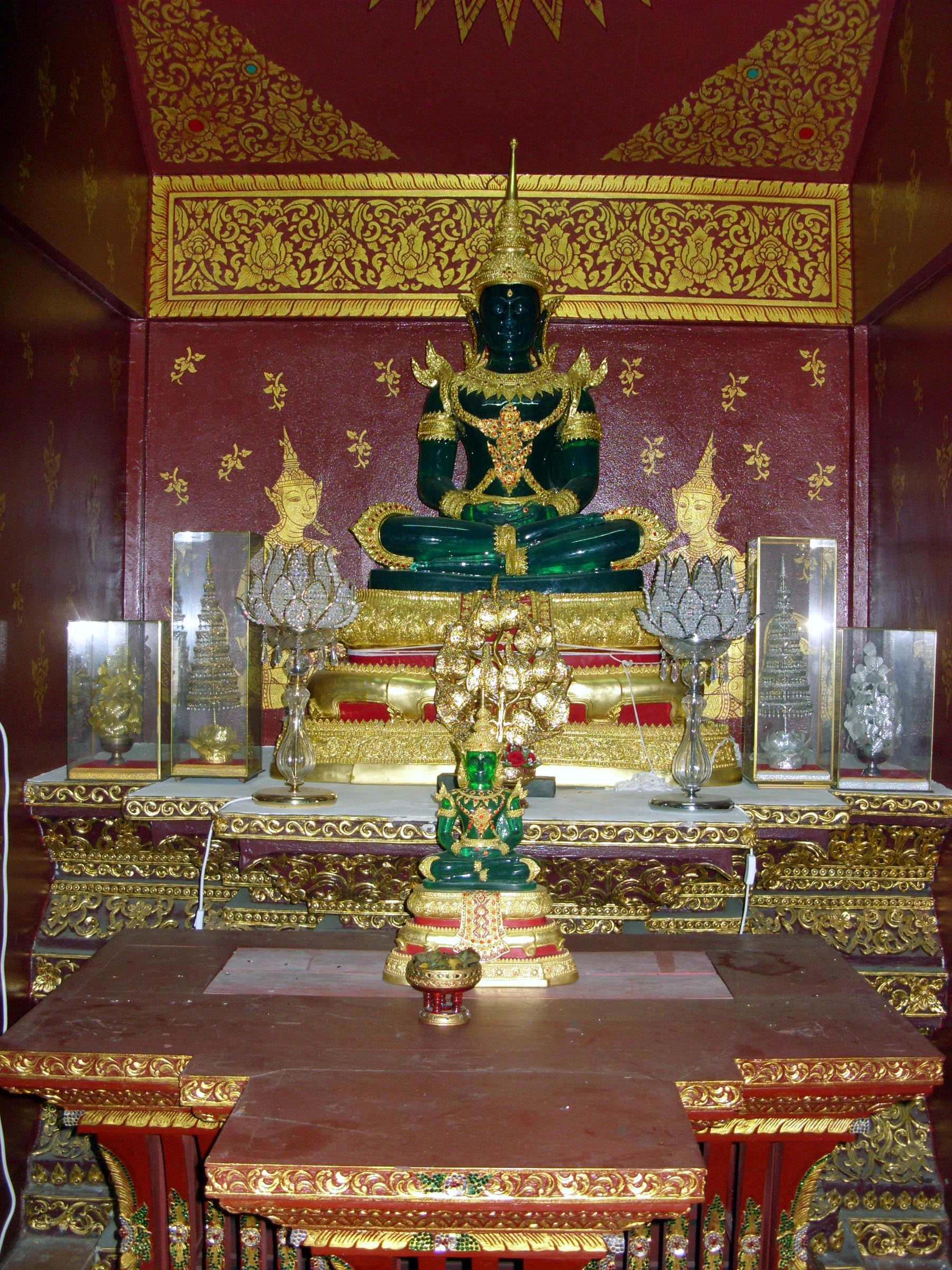 Thai buddhist temple interior photo