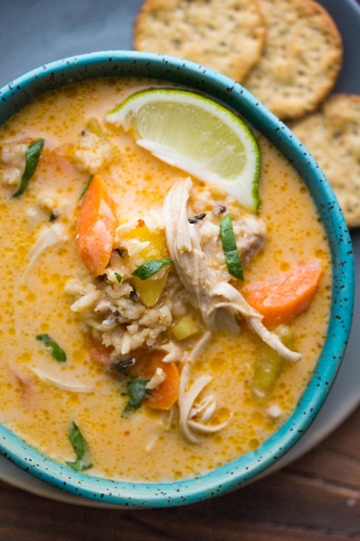 Thai Slow Cooker Chicken and Wild Rice Soup | Sweet Peas and Saffron