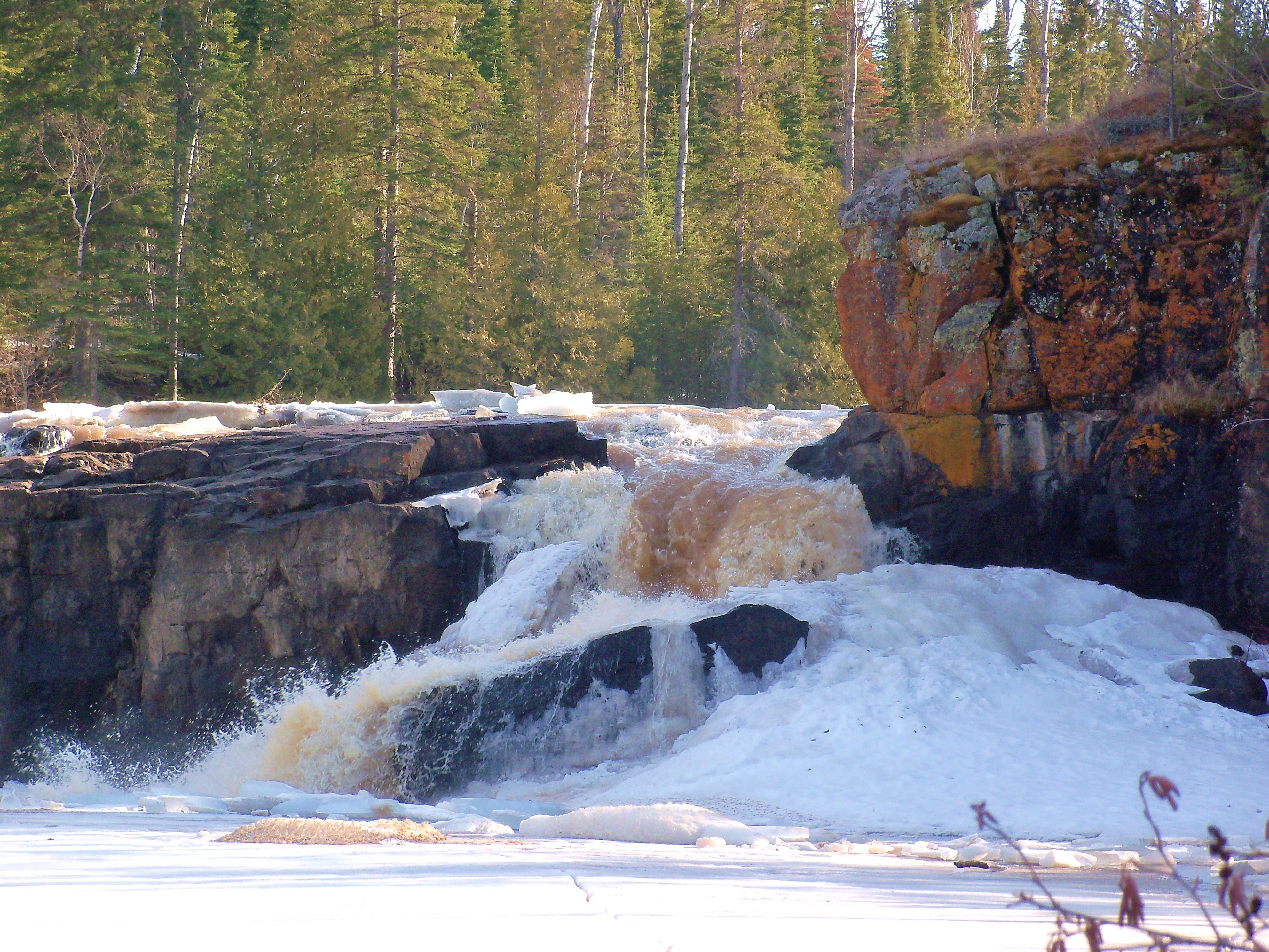 Waterfalls: Spring Thaw River Waterfalls Rocks Ice HD Background for ...