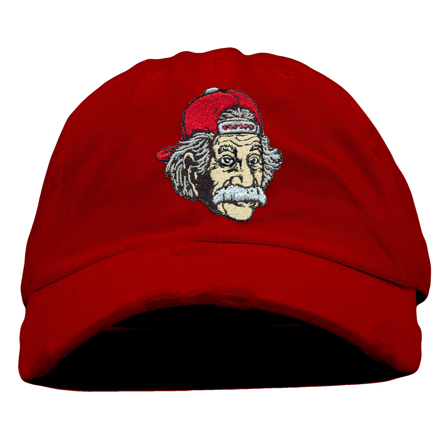 Cap Swag Albert Einstein Maroon Distressed Dad Hat
