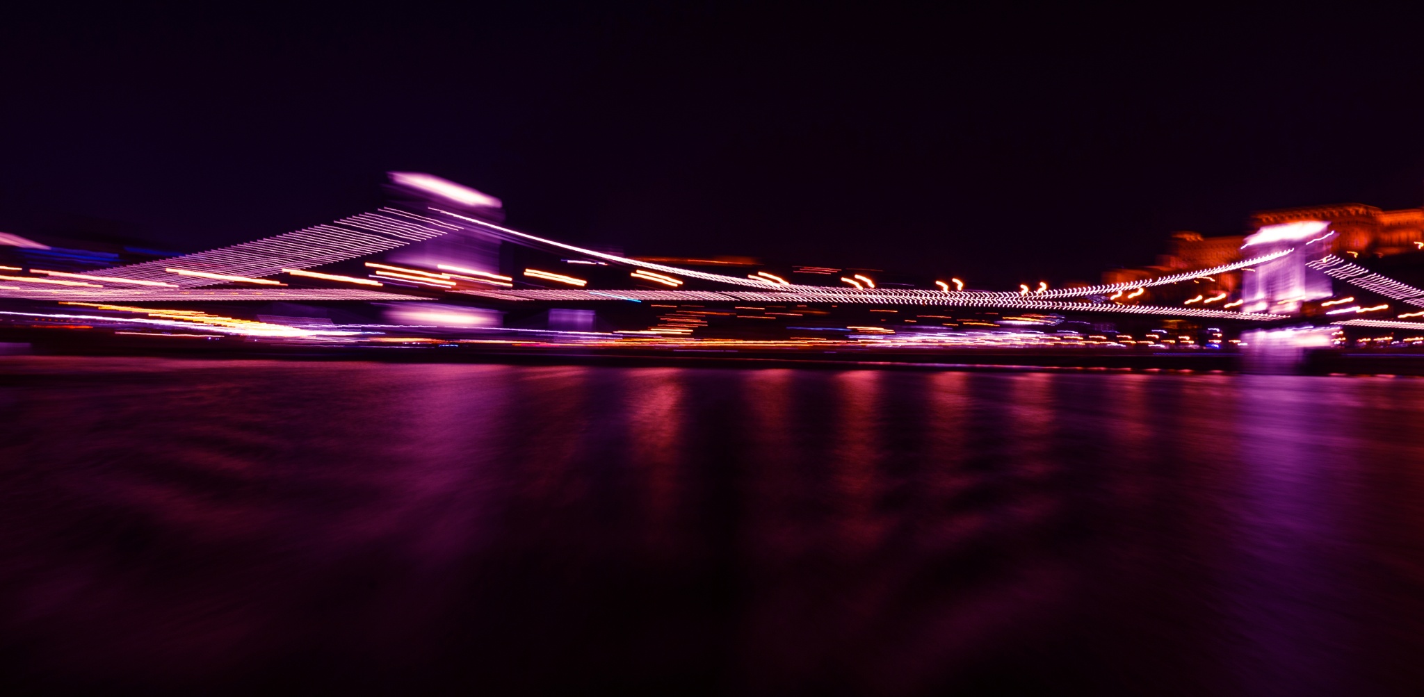 The Chain Bridge of light, Blur, Bridge, Light, Purple, HQ Photo