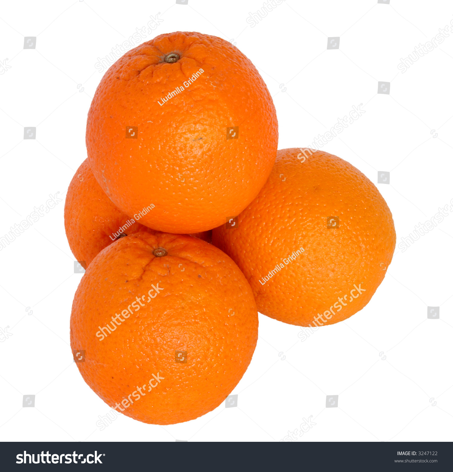 Four Oranges Isolated On White Background Stock Photo 3247122 ...
