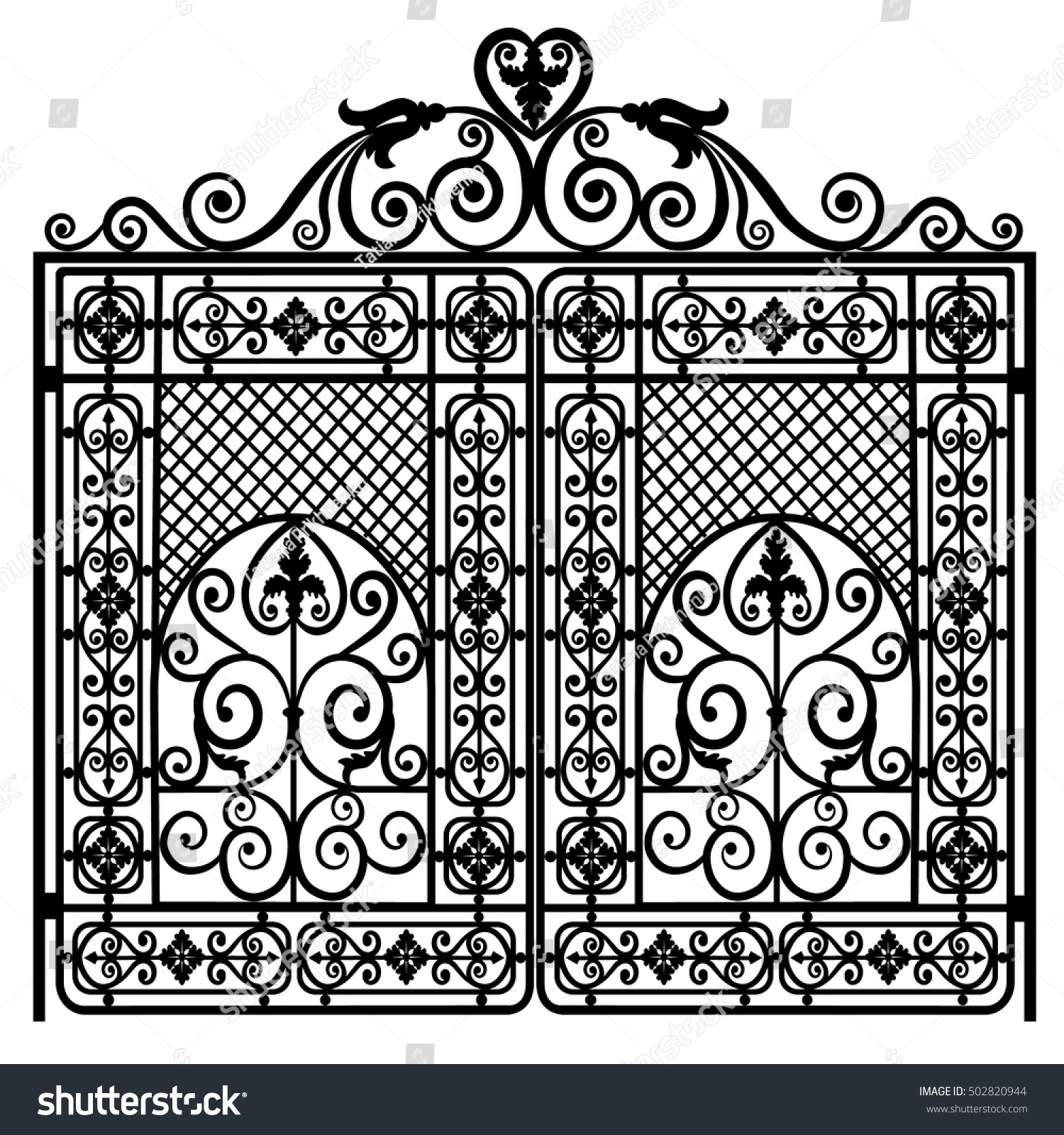 Black Metal Gate Forged Ornaments On Stock Vector 502820944 ...