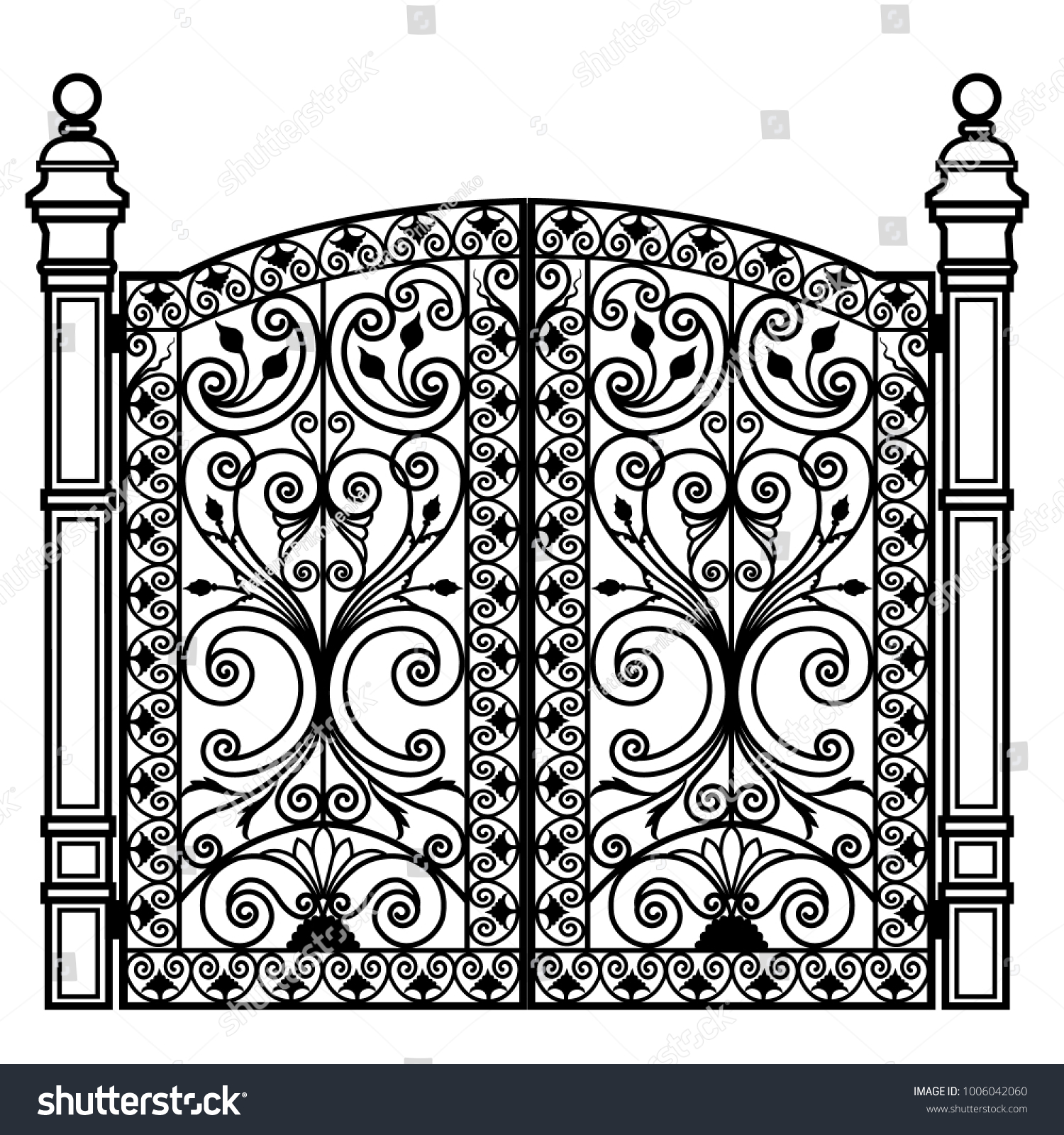 Black Metal Gate Forged Ornaments On Stock Vector 1006042060 ...