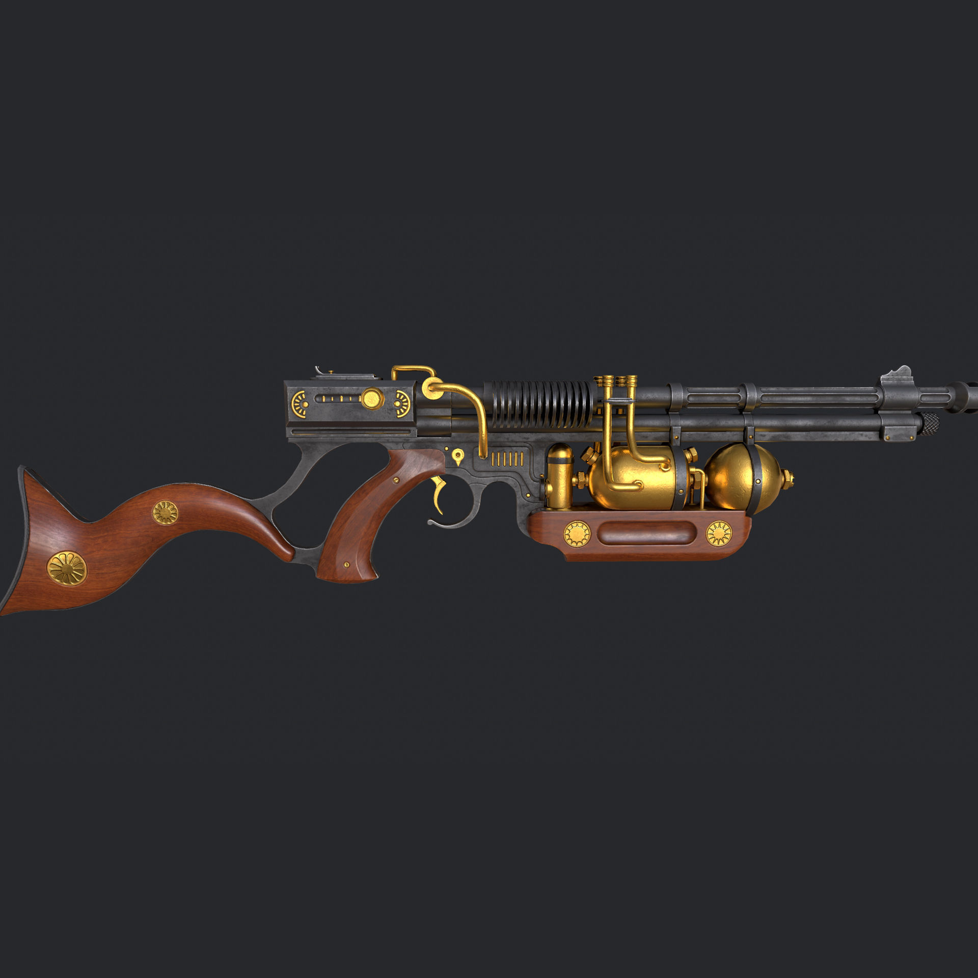 The gun in steampunk style 3D model | CGTrader