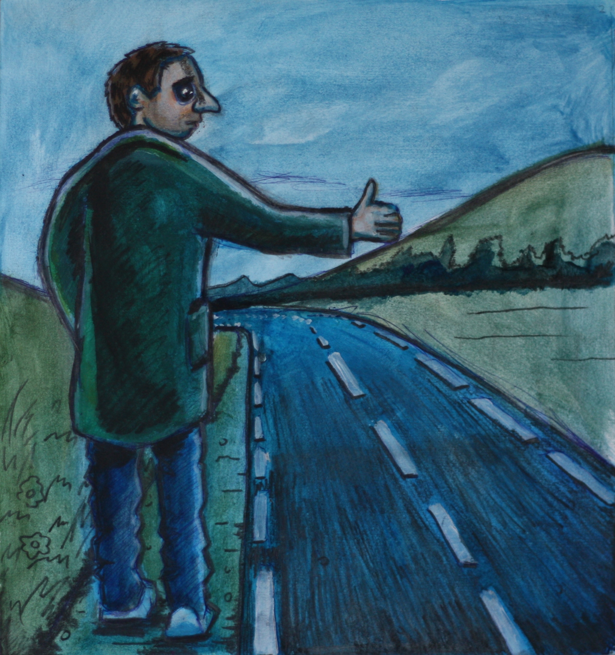 illustrations for 'The Hitchhiker' | oSiAn gRiFfOrD