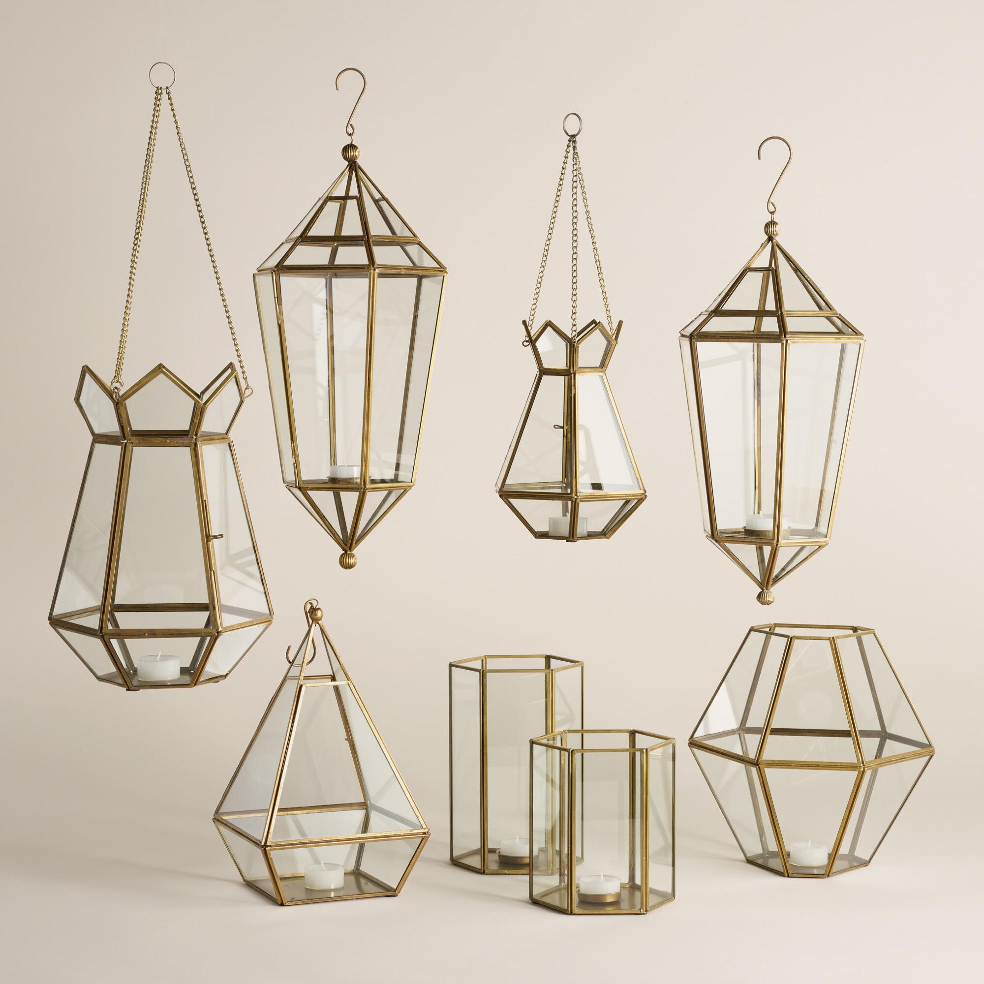 Clear Glass and Metal Faceted Hurricane Lantern | World Market