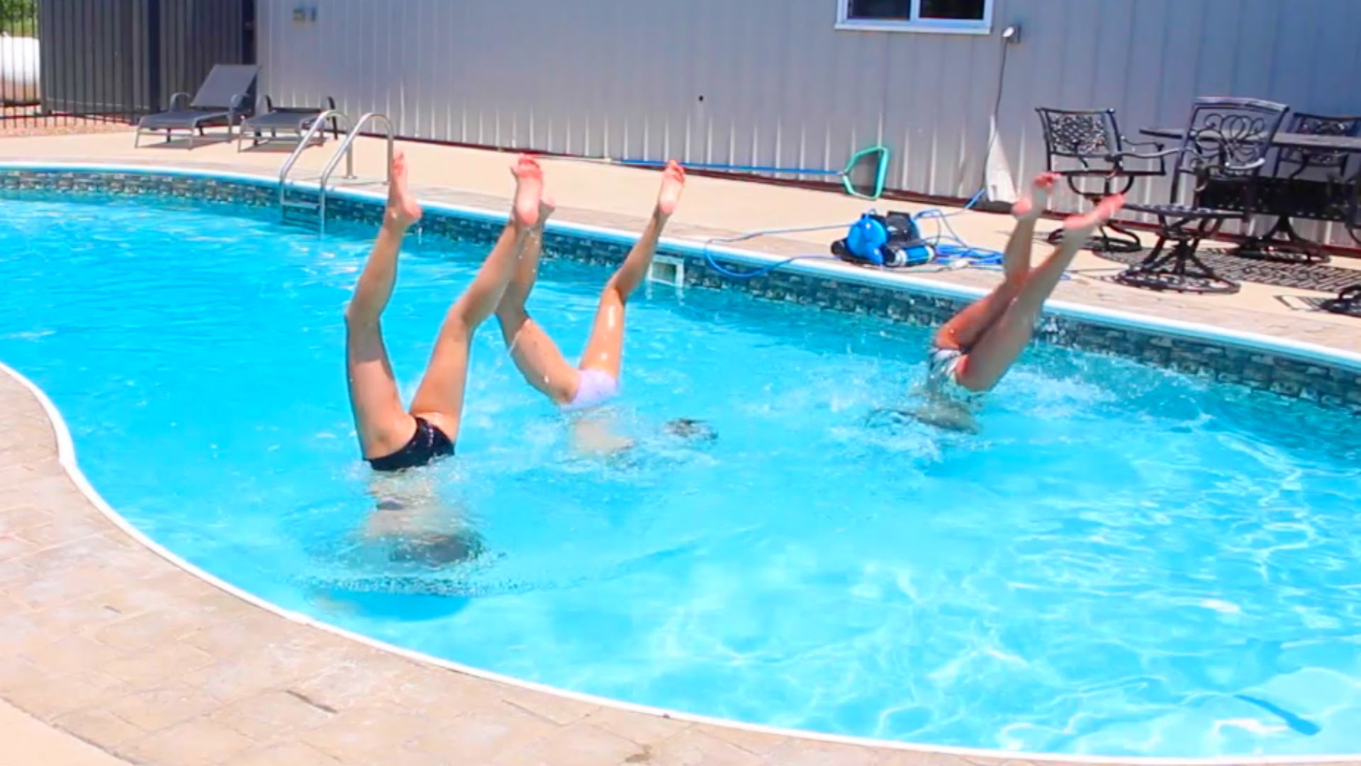 CHEER AND GYMNASTICS AT THE POOL! - YouTube