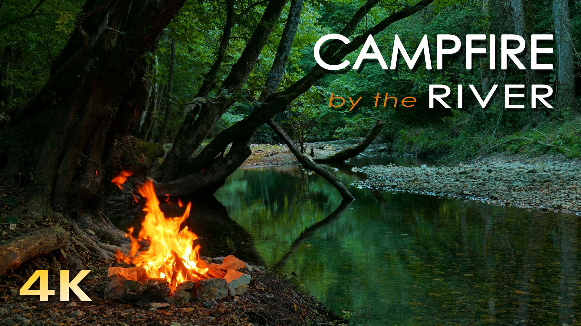 4K Campfire by the River - Relaxing Fireplace & Nature Sounds ...