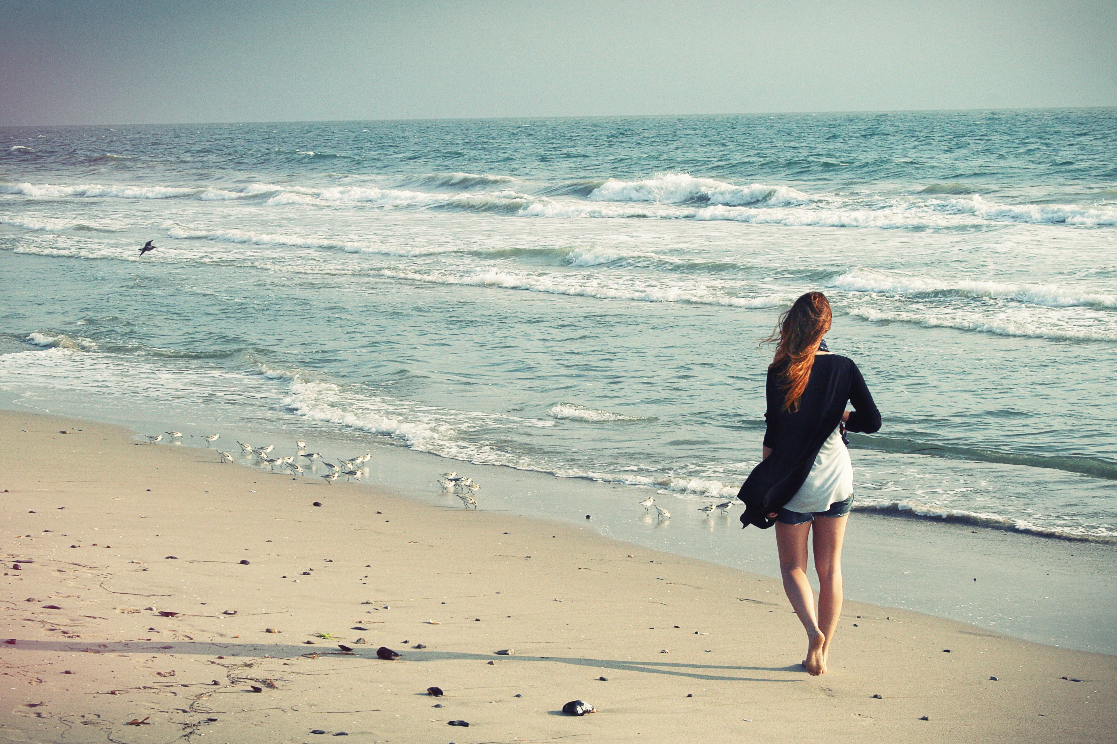 The Walk, Beach, Girl, Nature, Running, HQ Photo