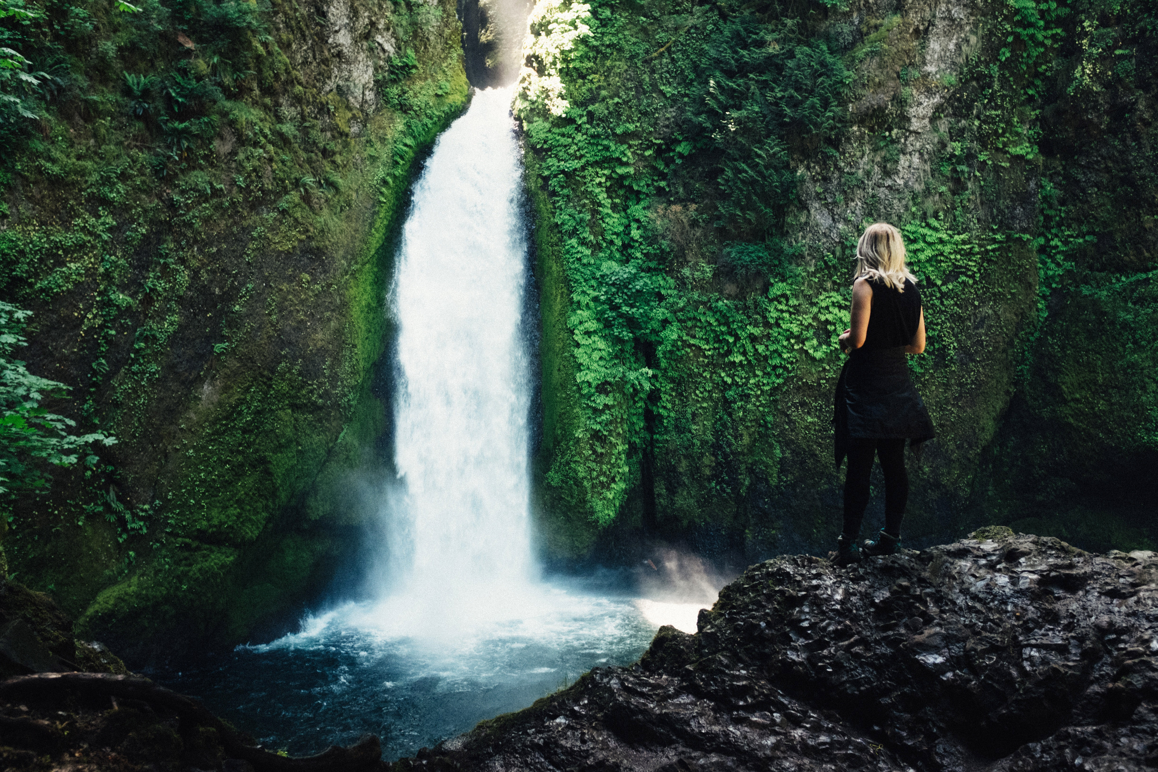 Women watching the waterfall in Oregon image - Free stock photo ...
