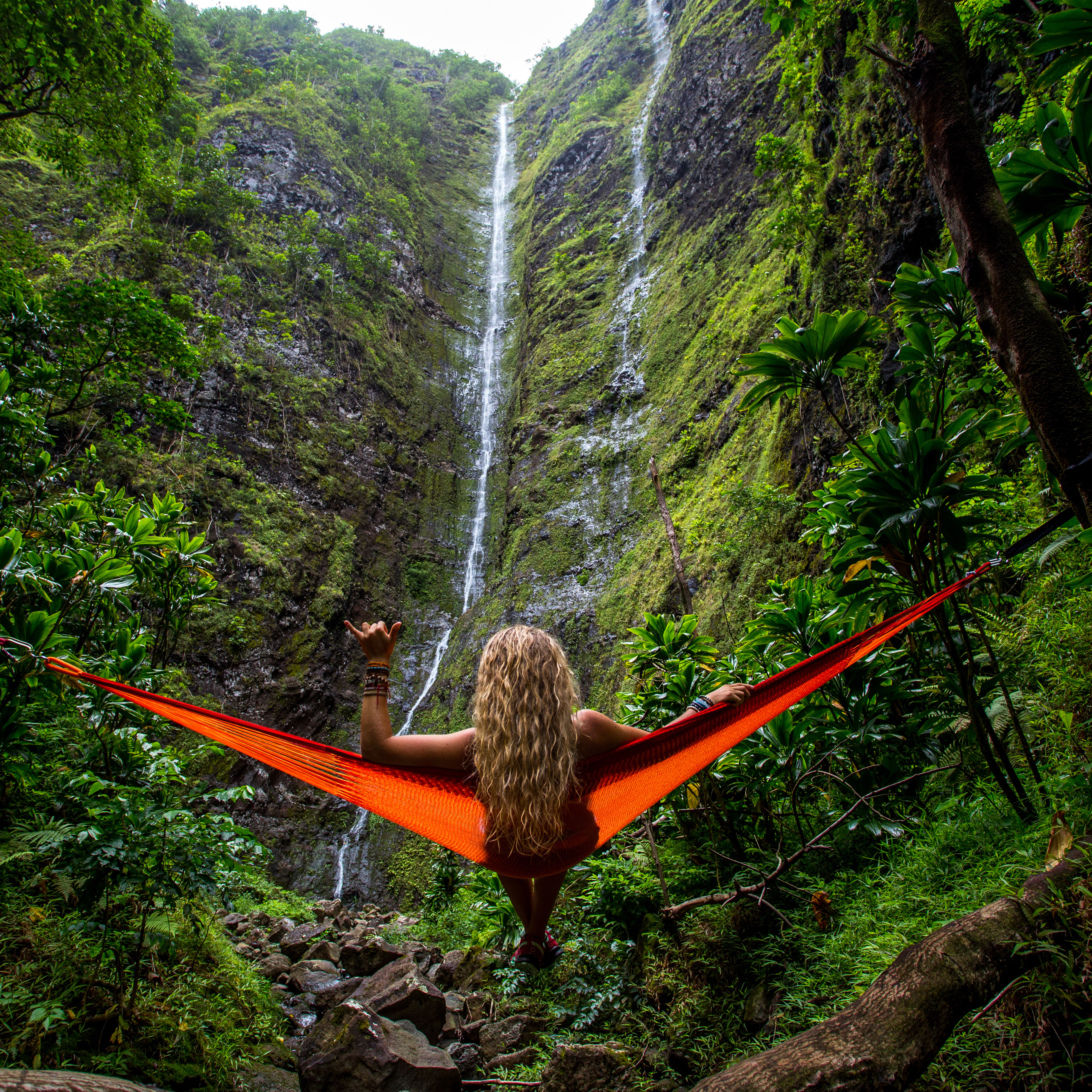 Watching the Waterfall in a Hammock in Hawaii image - Free stock ...