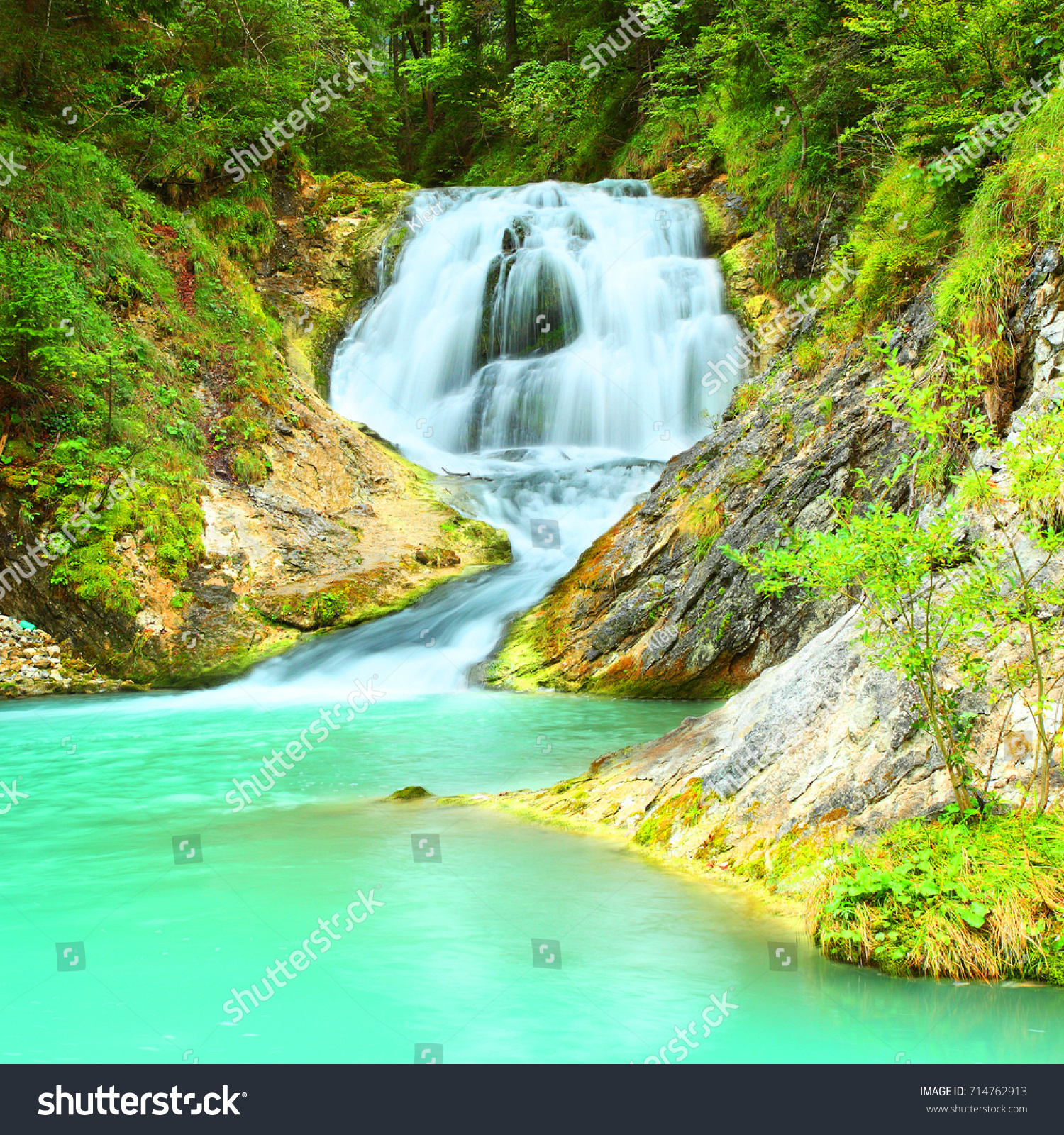Waterfall On Mountain River Isar River Stock Photo (Royalty Free ...