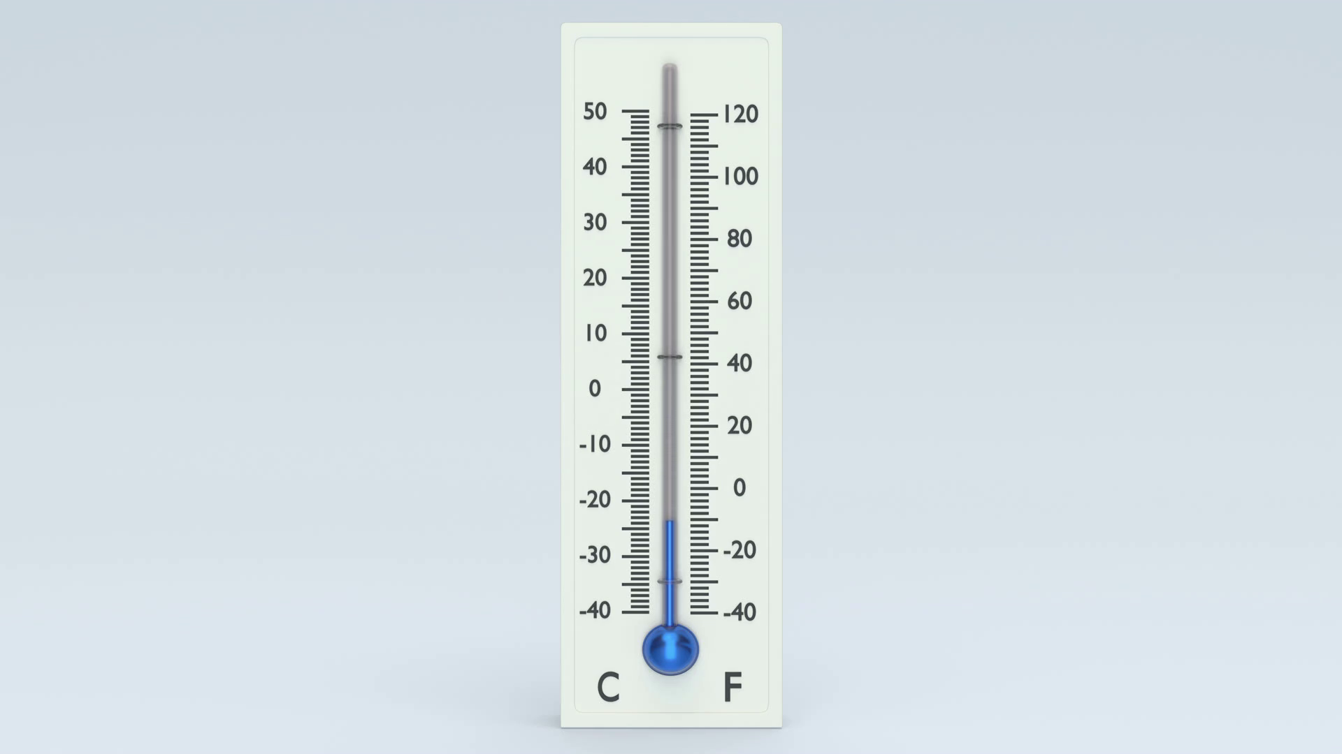 Thermometer with slowly decreasing temperature. Animation of white ...